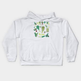 Green Kawaii Vegetables Kids Hoodie